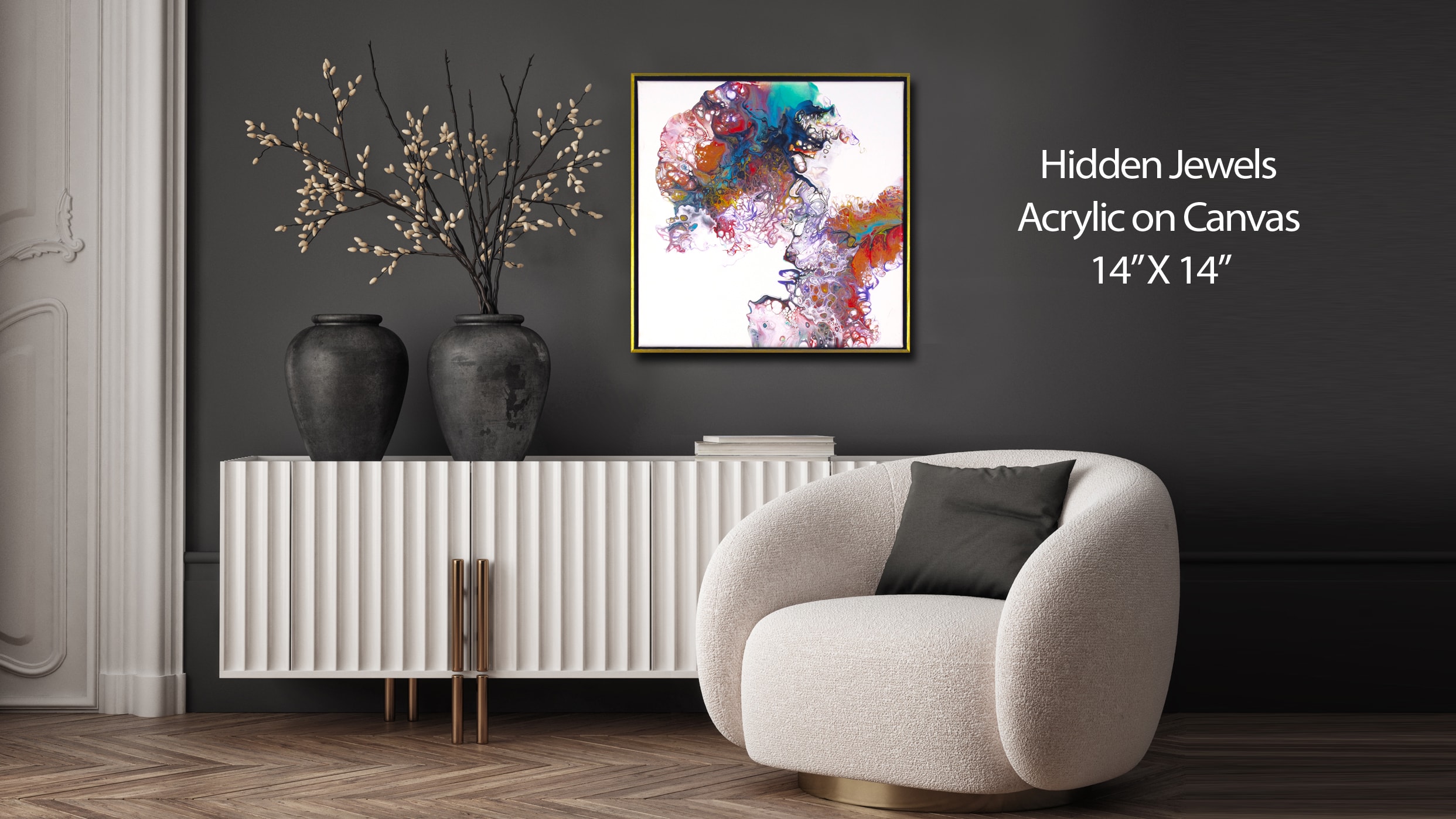 Hidden Jewels — Acrylic on Canvas, 14"×14"